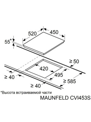 Индукционная варочная панель Maunfeld CVI453SBWH Inverter White схема