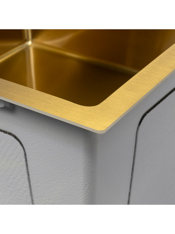 Кухонная мойка Arfeka Eco AR 45x45 GOLD PVD NANO угол