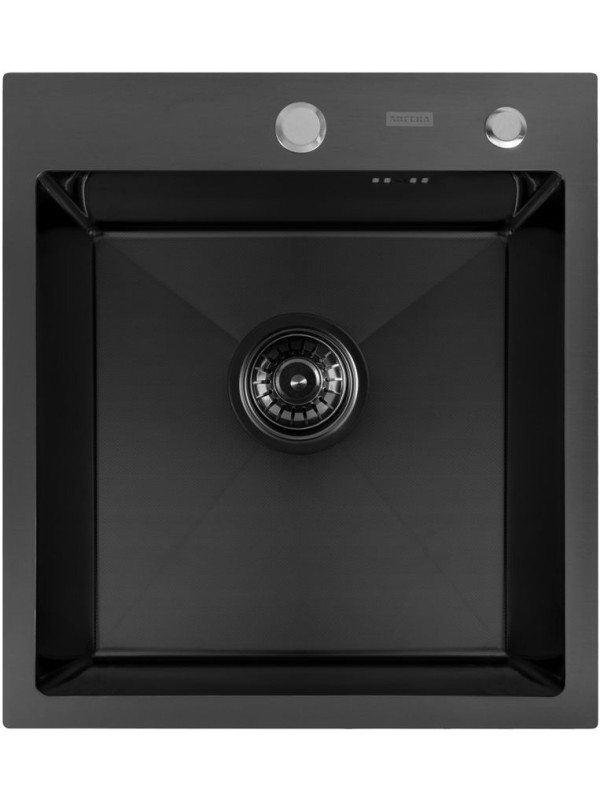Кухонная мойка Arfeka Eco AR 45x50 BLACK PVD NANO DECOR MILLET GRAINS сверху