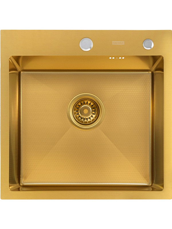 Кухонная мойка Arfeka Eco AR 50x50 Gold PVD Nano Decor вид сверху
