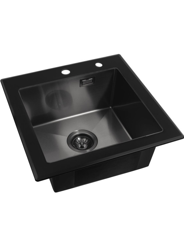 Кухонная мойка Arfeka Eco AR 50x50 GS Black Glass + Black PVD Nano