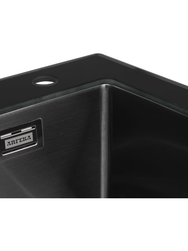 Кухонная мойка Arfeka Eco AR 50x50 GS Black Glass + Black PVD Nano покрытие