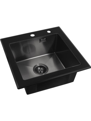 Кухонная мойка Arfeka Eco AR 50x50 GS Black Glass + Black PVD Nano