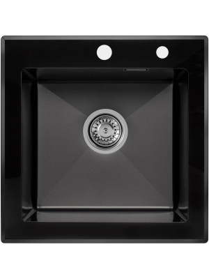 Кухонная мойка Arfeka Eco AR 50x50 GS Black Glass + Black PVD Nano