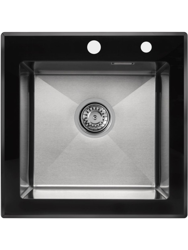 Кухонная мойка Arfeka Eco AR 50x50 GS Black Glass + Satin сверху