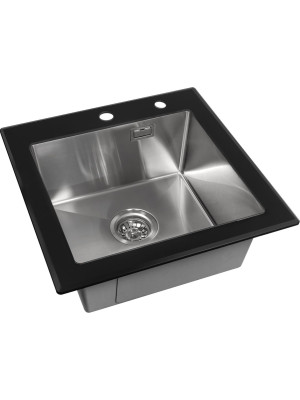 Кухонная мойка Arfeka Eco AR 50x50 GS Black Glass + Satin