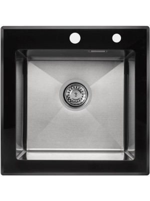 Кухонная мойка Arfeka Eco AR 50x50 GS Black Glass + Satin сверху