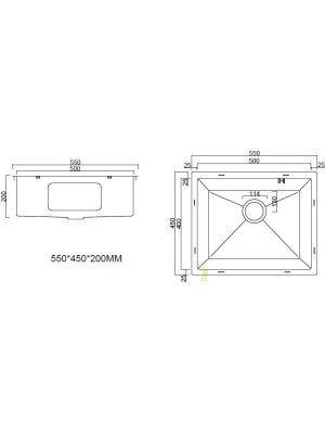 Кухонная мойка Arfeka Eco AR 55x50 Black PVD Nano схема