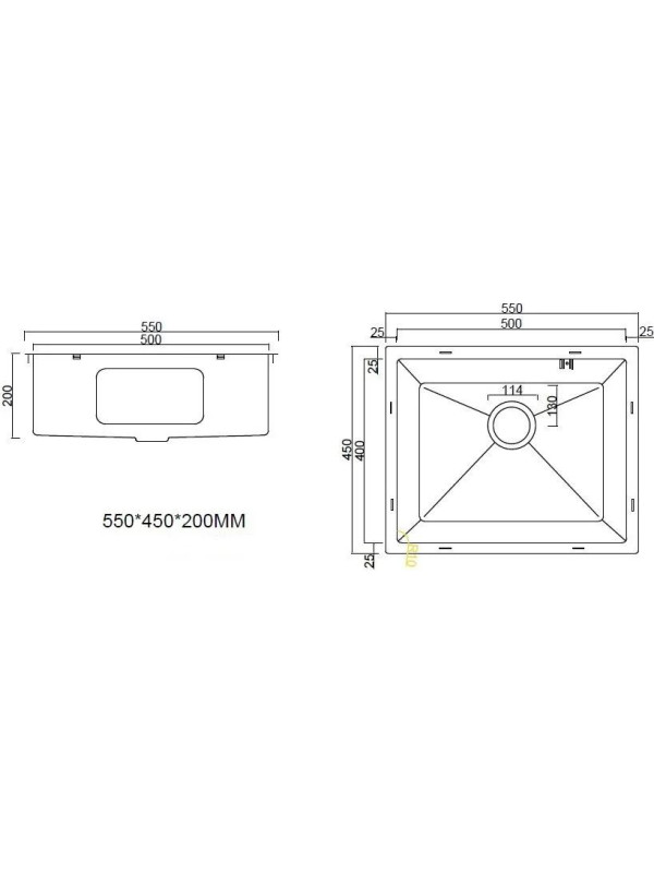 Кухонная мойка Arfeka Eco AR 55x50 Satin Decor Millet Grains схема