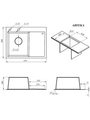 Кухонная мойка Arfeka Eco AR 65x50 R Satin установка