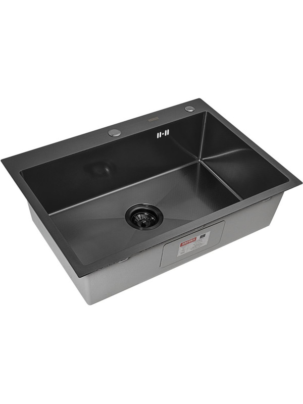 Кухонная мойка Arfeka Eco AR 70x50 Black PVD Nano Decor сбоку