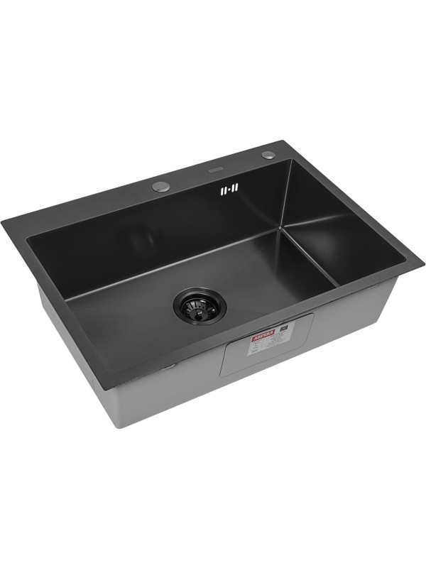 Кухонная мойка Arfeka Eco AR 70x50 Black PVD Nano Decor Millet Grains сбоку