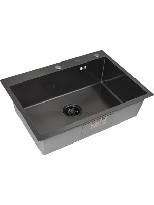 Кухонная мойка Arfeka Eco AR 70x50 Black PVD Nano Decor Volcanic Rock вид сбоку
