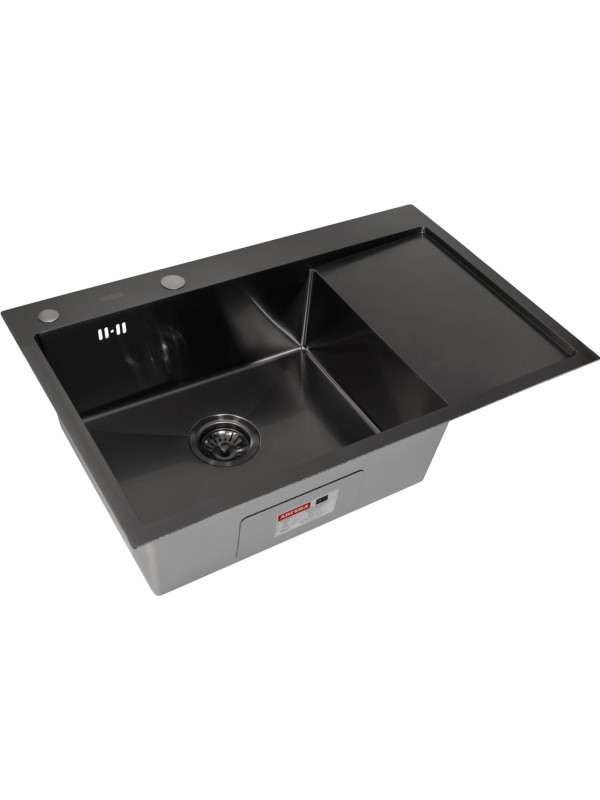Кухонная мойка Arfeka Eco AR 78x50 L Black PVD Nano сбоку