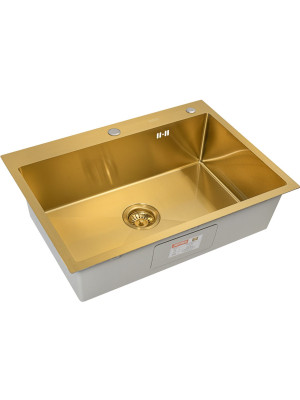 Кухонная мойка Arfeka Eco AR 70x50 Gold PVD Nano сбоку