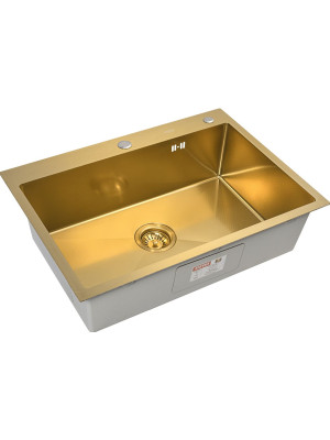 Кухонная мойка Arfeka Eco AR 70x50 Gold PVD Nano Decor сбоку