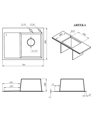 Кухонная мойка Arfeka Eco AR 78x50 L Satin