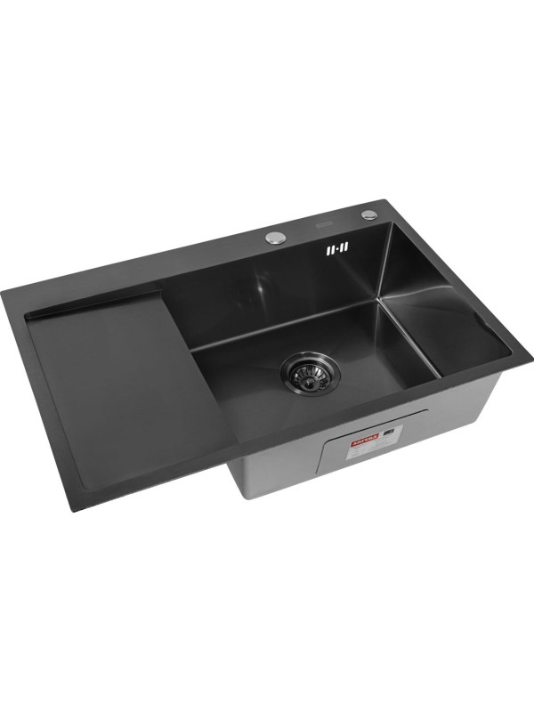 Кухонная мойка Arfeka Eco AR 78x50 R Black PVD Nano сбоку