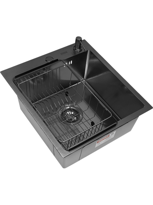 Кухонная мойка Arfeka Eco AR 45x50 (комплект коландер F+дозатор) Black Decor
