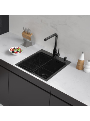 Кухонная мойка Arfeka Eco AR 45x50 (комплект коландер F+дозатор) Black Decor интерьер