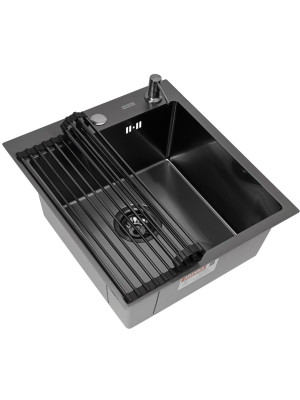 Кухонная мойка Arfeka Eco AR 45x50 (комплект роллер-мат+дозатор) Black Decor Volcanic Rock
