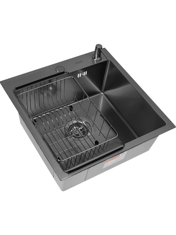 Кухонная мойка Arfeka Eco AR 50x50 (комплект коландер F+дозатор) Black Decor