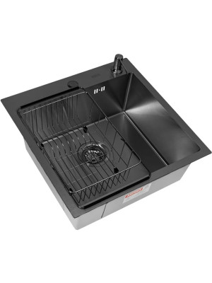 Кухонная мойка Arfeka Eco AR 50x50 (комплект коландер F+дозатор) Black