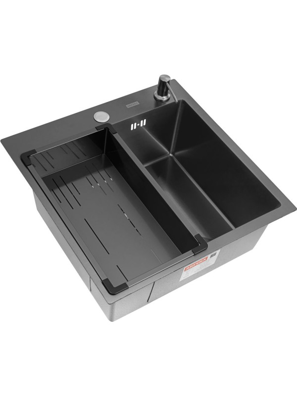 Кухонная мойка Arfeka Eco AR 50x50 (комплект коландер G+дозатор) Black