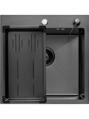 Кухонная мойка Arfeka Eco AR 50x50 (комплект коландер G+дозатор) Black сверху