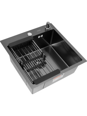 Кухонная мойка Arfeka Eco AR 50x50 (комплект коландер+дозатор) Black