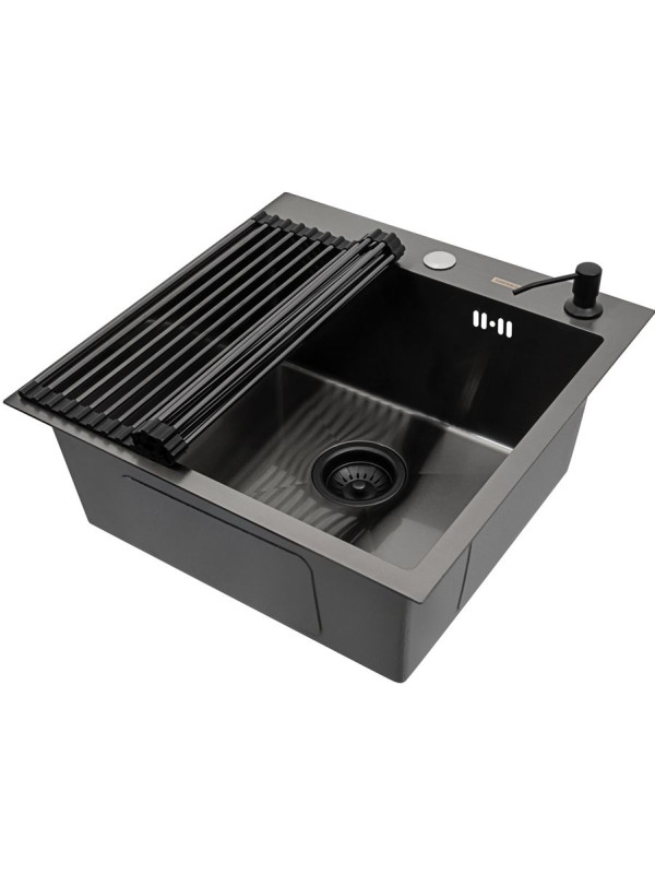 Кухонная мойка Arfeka Eco AR 50x50 (комплект роллер-мат+дозатор) Black  роллер