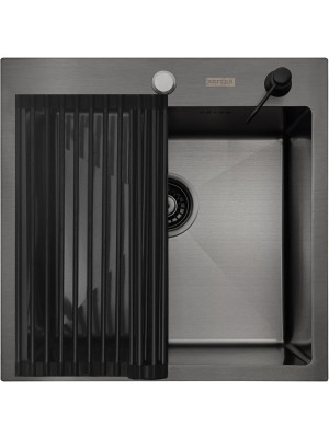 Кухонная мойка Arfeka Eco AR 50x50 (комплект роллер-мат+дозатор) Black сверху