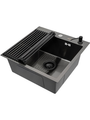 Кухонная мойка Arfeka Eco AR 50x50 (комплект роллер-мат+дозатор) Black  роллер