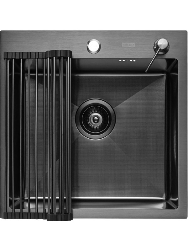 Кухонная мойка Arfeka Eco AR 50x50 (комплект роллер-мат+дозатор) Black Decor Millet Grains сверху