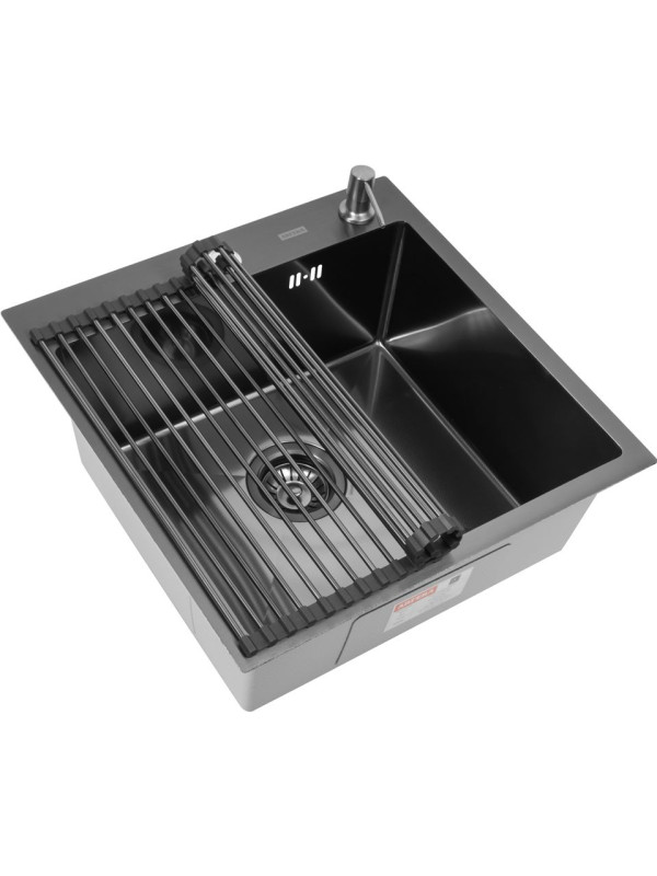 Кухонная мойка Arfeka Eco AR 50x50 (комплект роллер-мат+дозатор) Black Decor Millet Grains