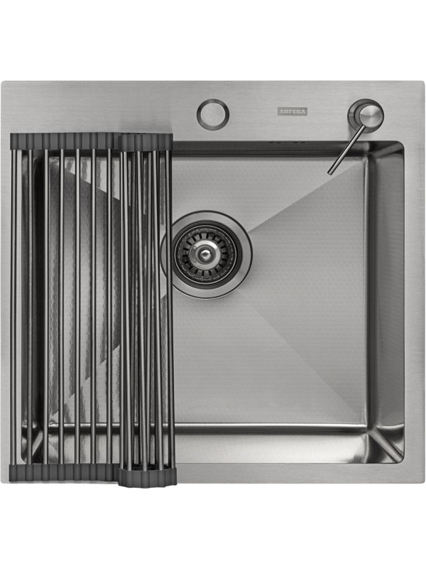 Кухонная мойка Arfeka Eco AR 50x50 (комплект роллер-мат+дозатор) Satin Decor сверху