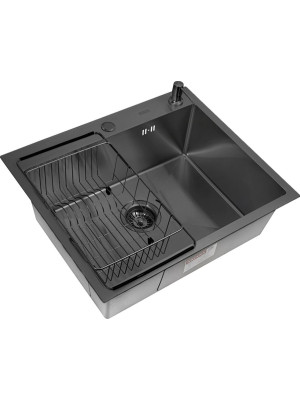 Кухонная мойка Arfeka Eco AR 60x50 (комплект коландер F+дозатор) Black