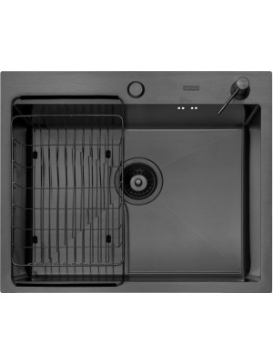 Кухонная мойка Arfeka Eco AR 60x50 (комплект коландер F+дозатор) Black сверху