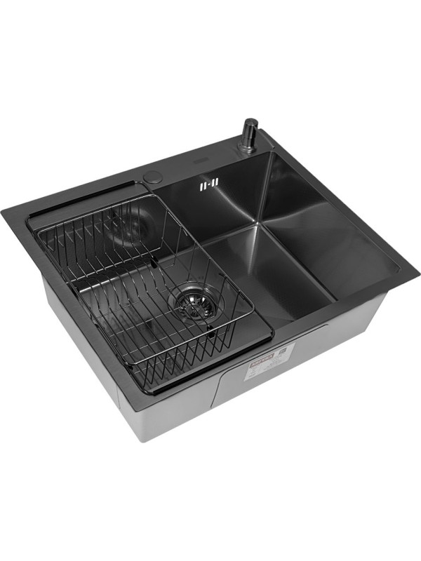 Кухонная мойка Arfeka Eco AR 60x50 (комплект коландер F+дозатор) Black Decor