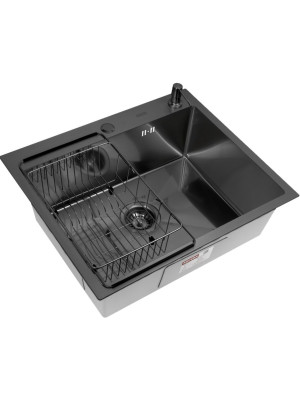 Кухонная мойка Arfeka Eco AR 60x50 (комплект коландер F+дозатор) Black Decor Millet