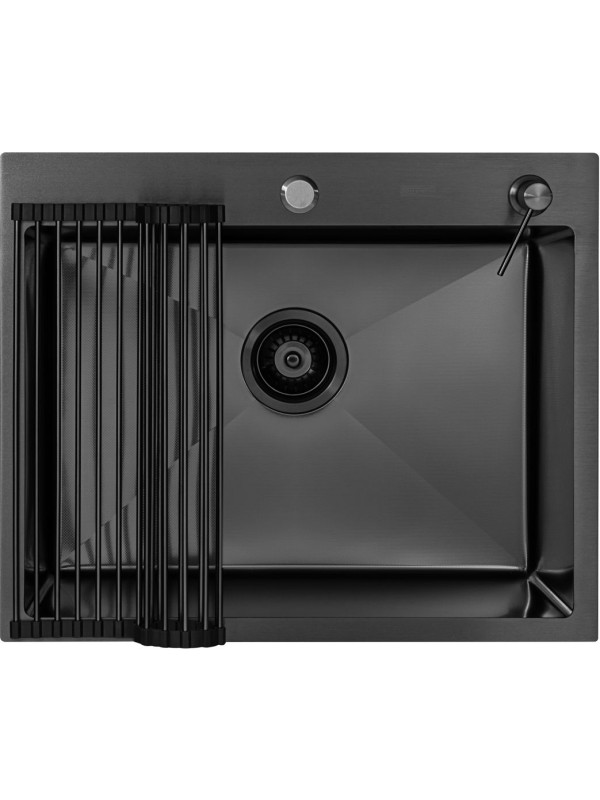 Кухонная мойка Arfeka Eco AR 60x50 (комплект роллер-мат+дозатор) Black Decor Millet Grains сверху