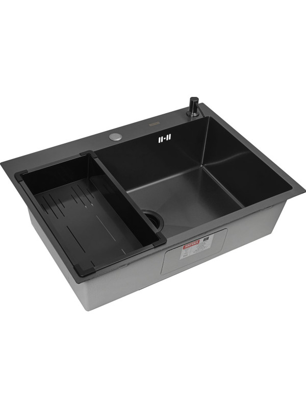 Кухонная мойка Arfeka Eco AR 70x50 (комплект коландер G+дозатор) Black Decor Volcanic