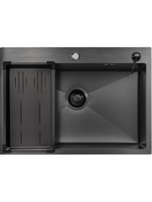 Кухонная мойка Arfeka Eco AR 70x50 (комплект коландер G+дозатор) Black Decor Volcanic