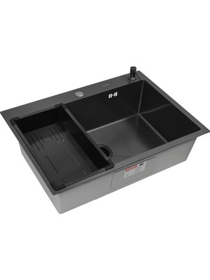 Кухонная мойка Arfeka Eco AR 70x50 (комплект коландер G+дозатор) Black Decor Volcanic