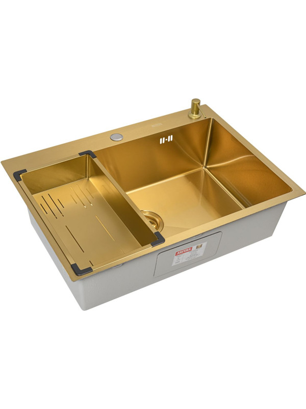 Кухонная мойка Arfeka Eco AR 70x50 (комплект коландер G+дозатор) Gold