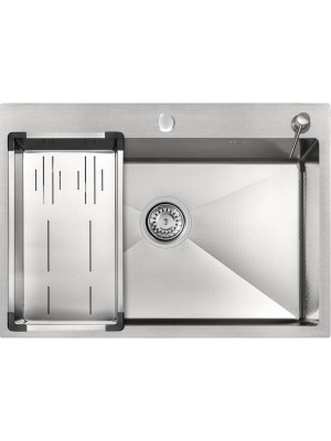 Кухонная мойка Arfeka Eco AR 70x50 (комплект коландер G+дозатор) Satin Decor сверху