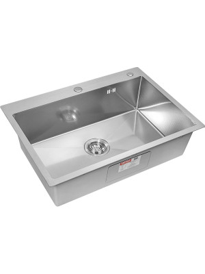 Кухонная мойка Arfeka Eco AR 70x50 (комплект коландер G+дозатор) Satin Decor сбоку