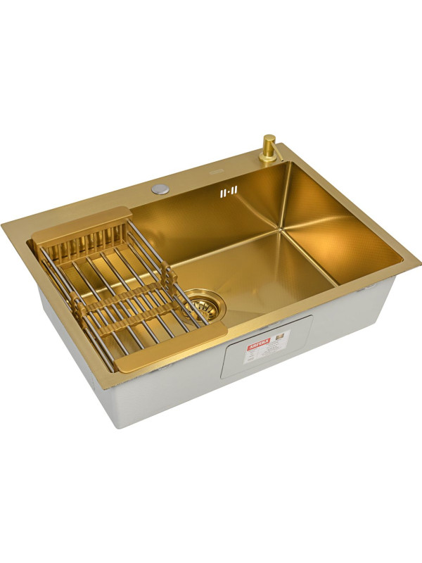 Кухонная мойка Arfeka Eco AR 70x50 (комплект коландер+дозатор) Gold Decor