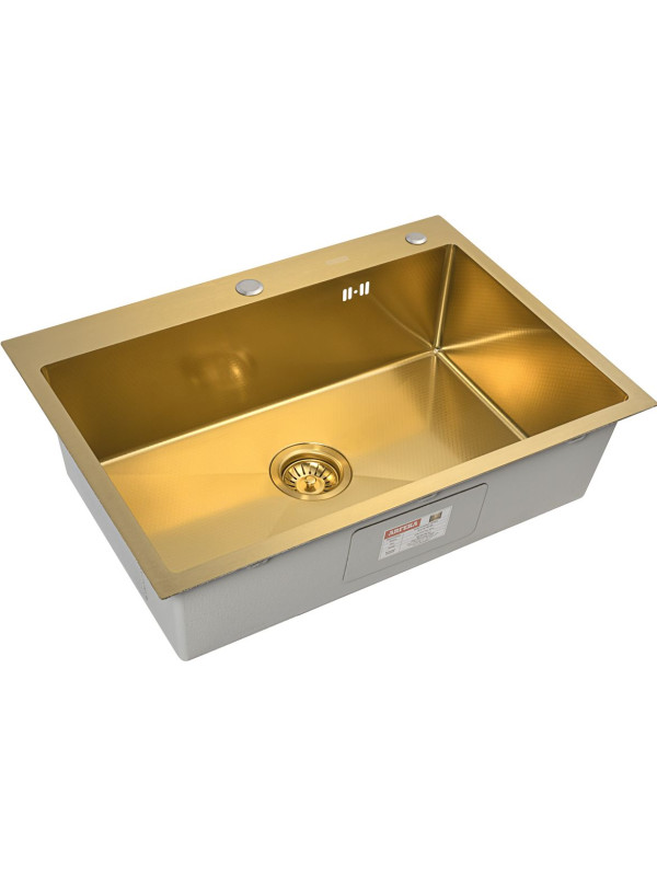 Кухонная мойка Arfeka Eco AR 70x50 (комплект коландер+дозатор) Gold Decor сбоку