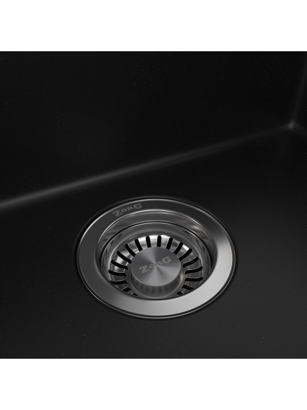 Кухонная мойка ZorG Rock 46 Premium black metallic слив